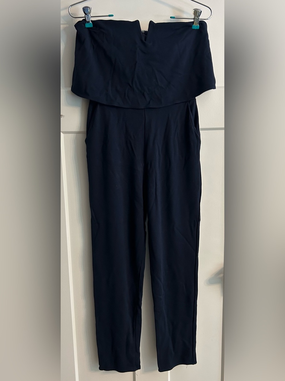 Fraiche by J Elegant Navy Blue Strapless Jumpsuit Size Small